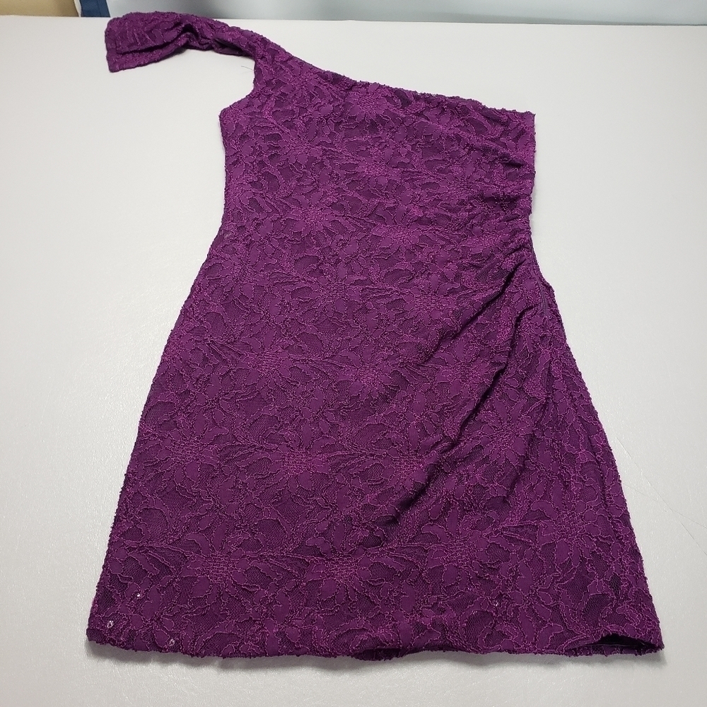 City triangle purple sequin lace one shoulder mini dress juniors size 11